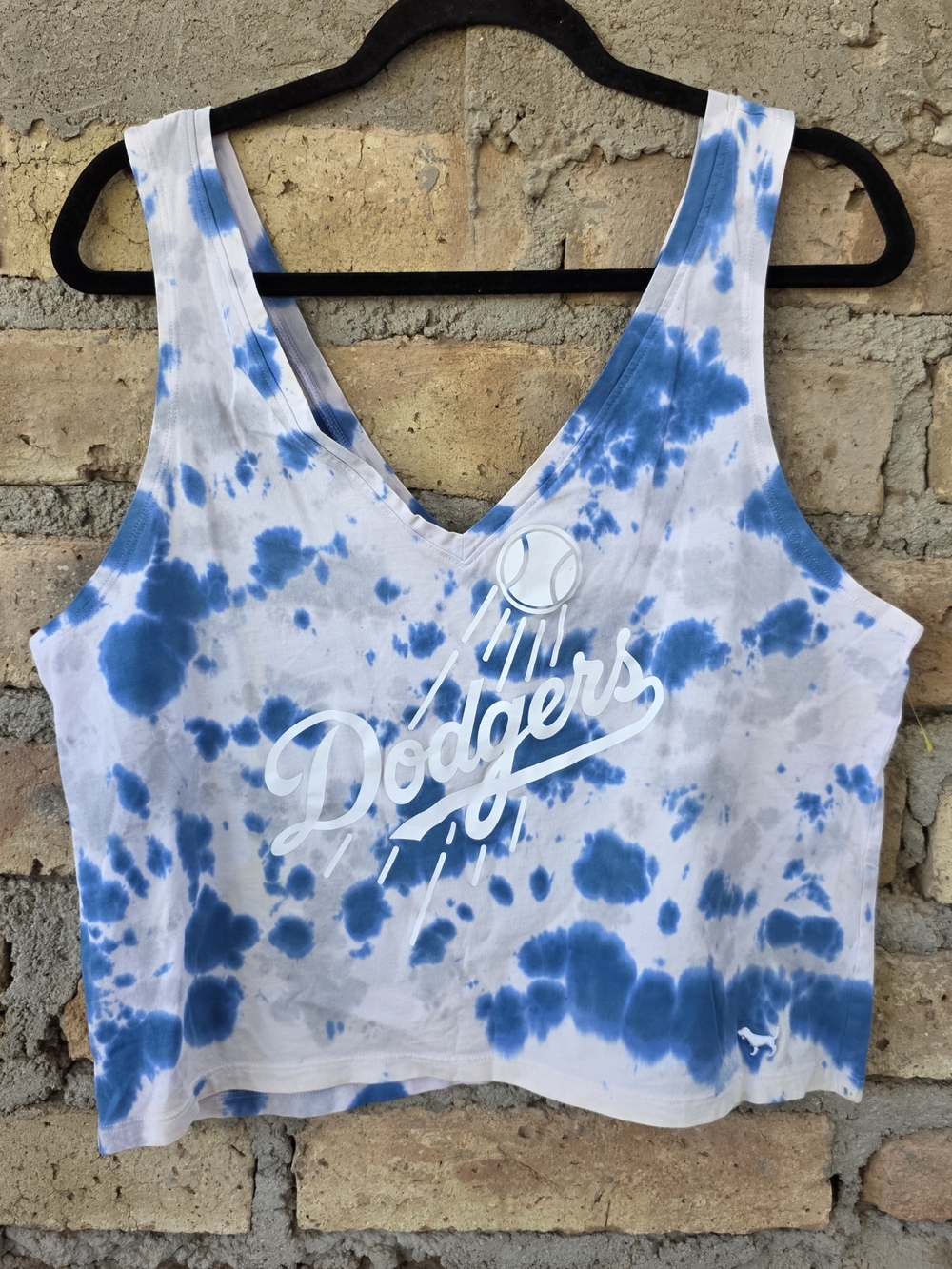 PINK Victoria’s Secret MLB Los Angeles Dodgers Tie Dye Crop Tank Top L